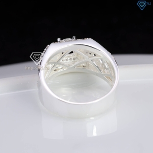 Nhẫn bạc nam kẻ caro đính đá đẹp NNA0811