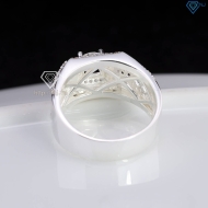 Nhẫn bạc nam kẻ caro đính đá đẹp NNA0811