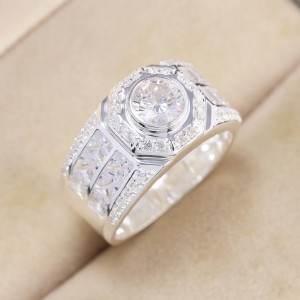 Nhẫn bạc nam đính đá chìm cao cấp NNA0812