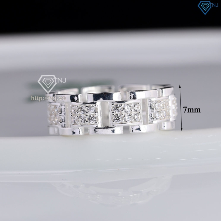 Nhẫn bạc nam hoạ tiết dây đồng hồ NNA0814