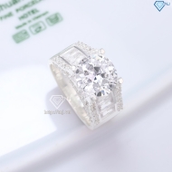 Nhẫn bạc nam đá chủ 11mm đính đá đẹp NNA0818