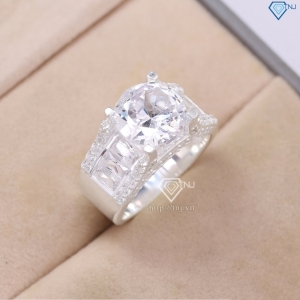 Nhẫn bạc nam đá chủ 11mm đính đá đẹp NNA0818