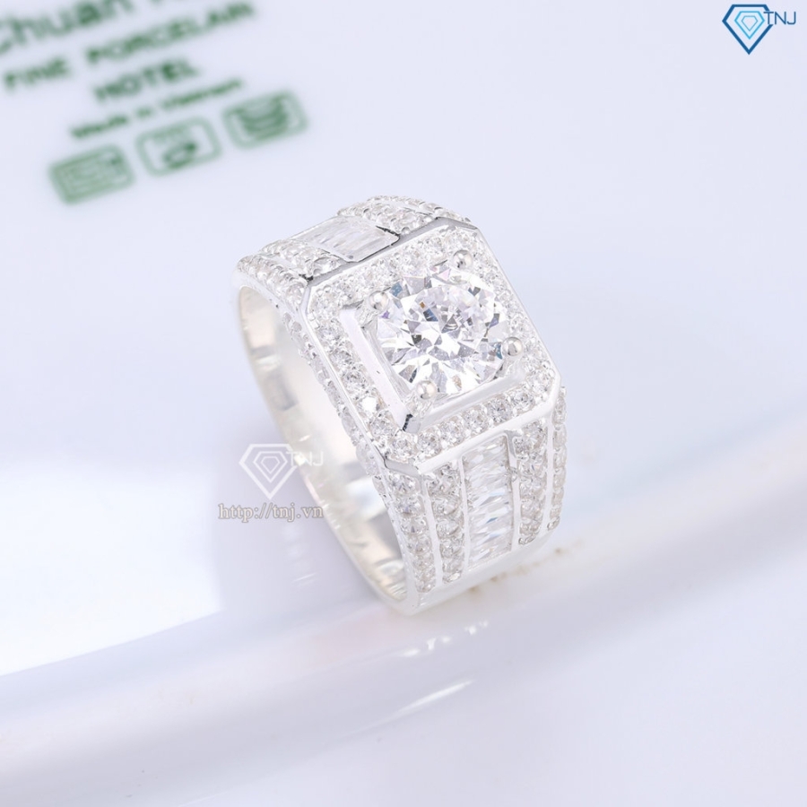 Nhẫn bạc nam đẹp đính đá trắng NNA0820