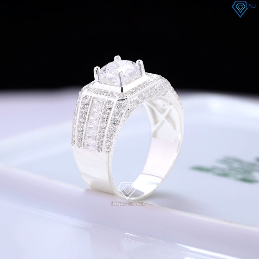Nhẫn bạc nam đẹp đính đá trắng NNA0820