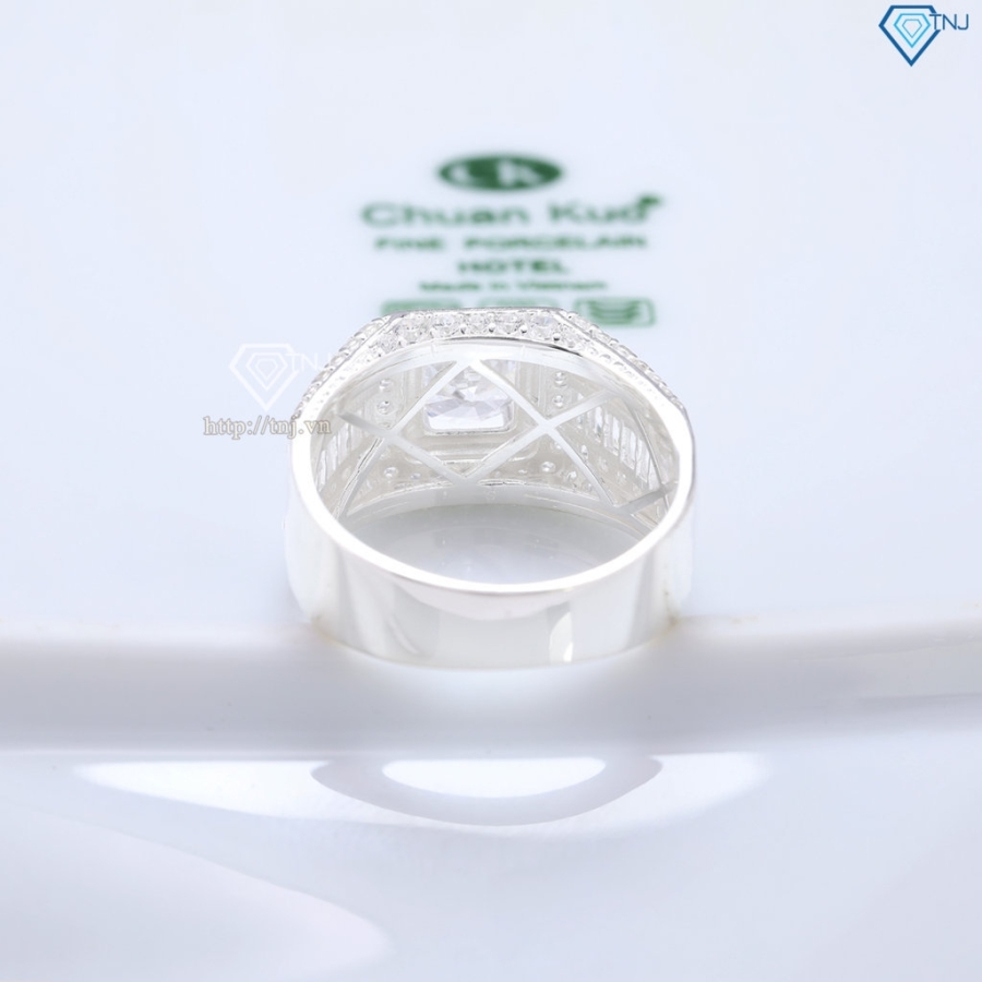 Nhẫn bạc nam đẹp đính đá trắng NNA0820