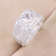 Nhẫn bạc nam đẹp đính đá trắng NNA0820