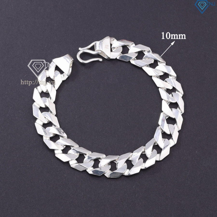 Lắc tay bạc mắt xích nam trơn đơn giản LTA0204 - Trang Sức TNJ
