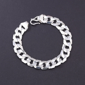 Lắc tay bạc mắt xích nam trơn đơn giản LTA0204