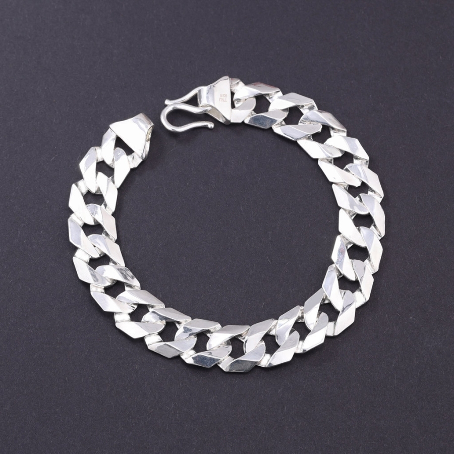 Lắc tay bạc mắt xích nam trơn đơn giản LTA0204
