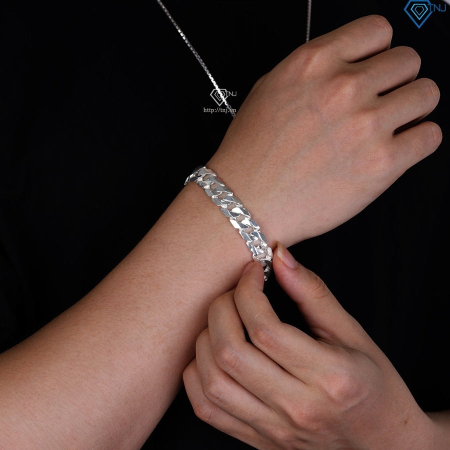 Lắc tay bạc mắt xích nam trơn đơn giản LTA0204 - Trang Sức TNJ