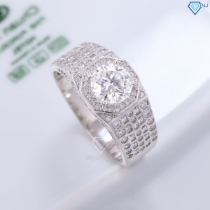 Nhẫn bạc nam đính kim cương Moissanite 8.0mm - Kiểm định GRA NNAM0223