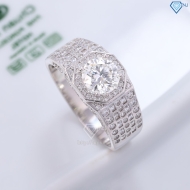 Nhẫn bạc nam đính kim cương Moissanite 8.0mm - Kiểm định GRA NNAM0223