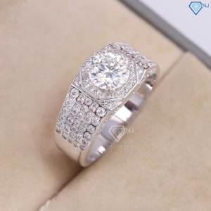 Nhẫn bạc nam đính kim cương Moissanite 8.0mm - Kiểm định GRA NNAM0223