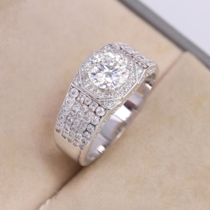 Nhẫn bạc nam đính kim cương Moissanite 8.0mm - Kiểm định GRA NNAM0223