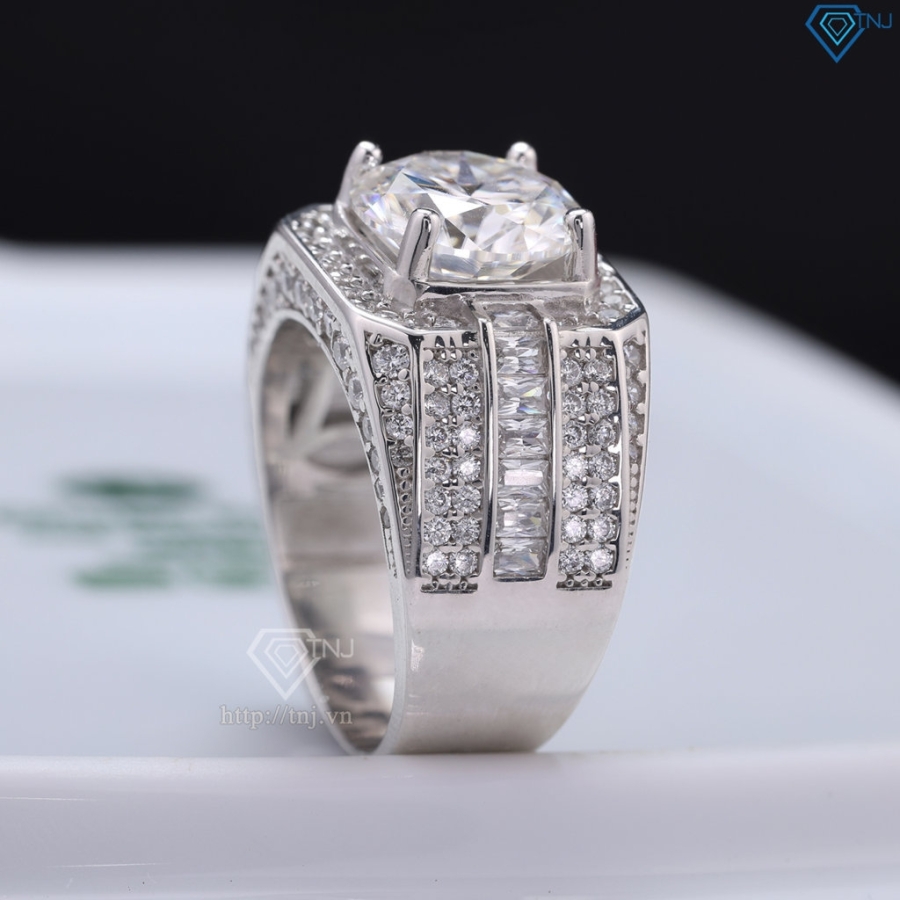 Nhẫn nam đính kim cương Moissanite 10mm - Kiểm định GRA NNAM0224