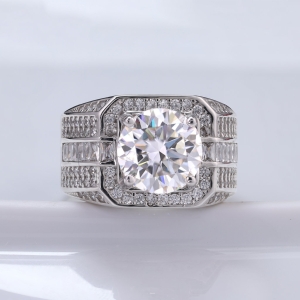 Nhẫn nam đính kim cương Moissanite 10mm - Kiểm định GRA NNAM0224