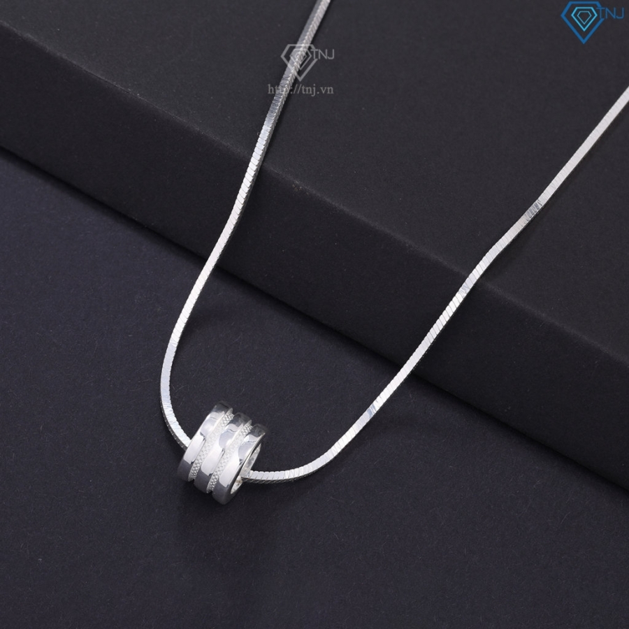 Dây chuyền bạc nam mặt tròn đơn giản DCA0183