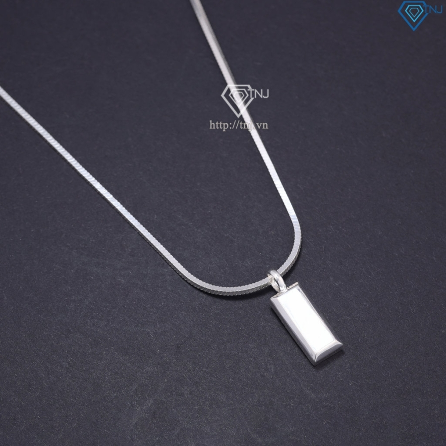 Dây chuyền bạc nam mặt hình thỏi vàng DCA0184