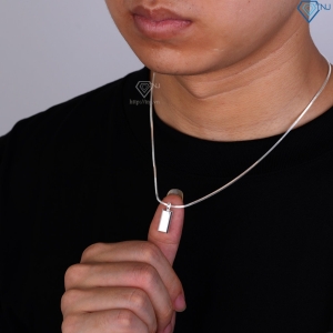 Dây chuyền bạc nam mặt hình thỏi vàng DCA0184