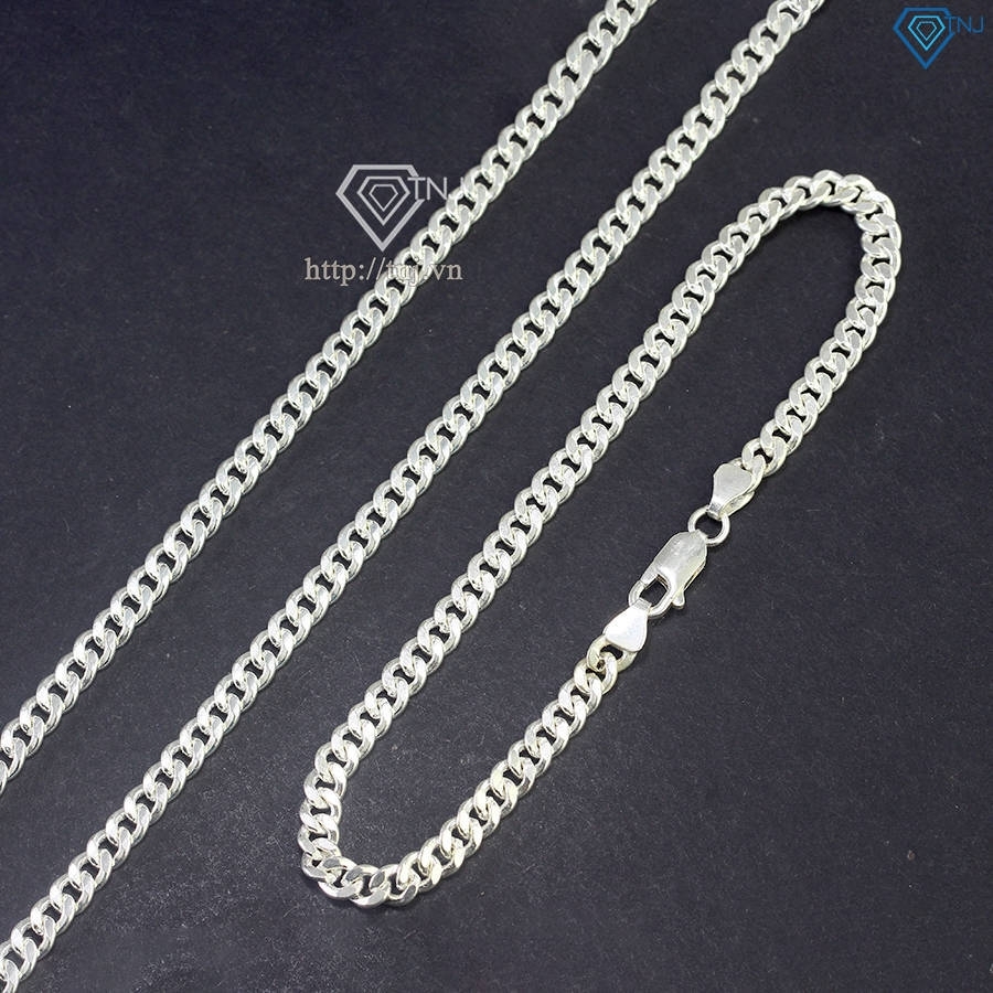 Bộ trang sức bạc nam mắt xích 4mm TSA0004
