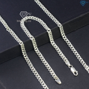 Bộ trang sức bạc nam mắt xích 4mm TSA0004