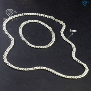 Bộ trang sức bạc nam mắt xích 5mm TSA0005