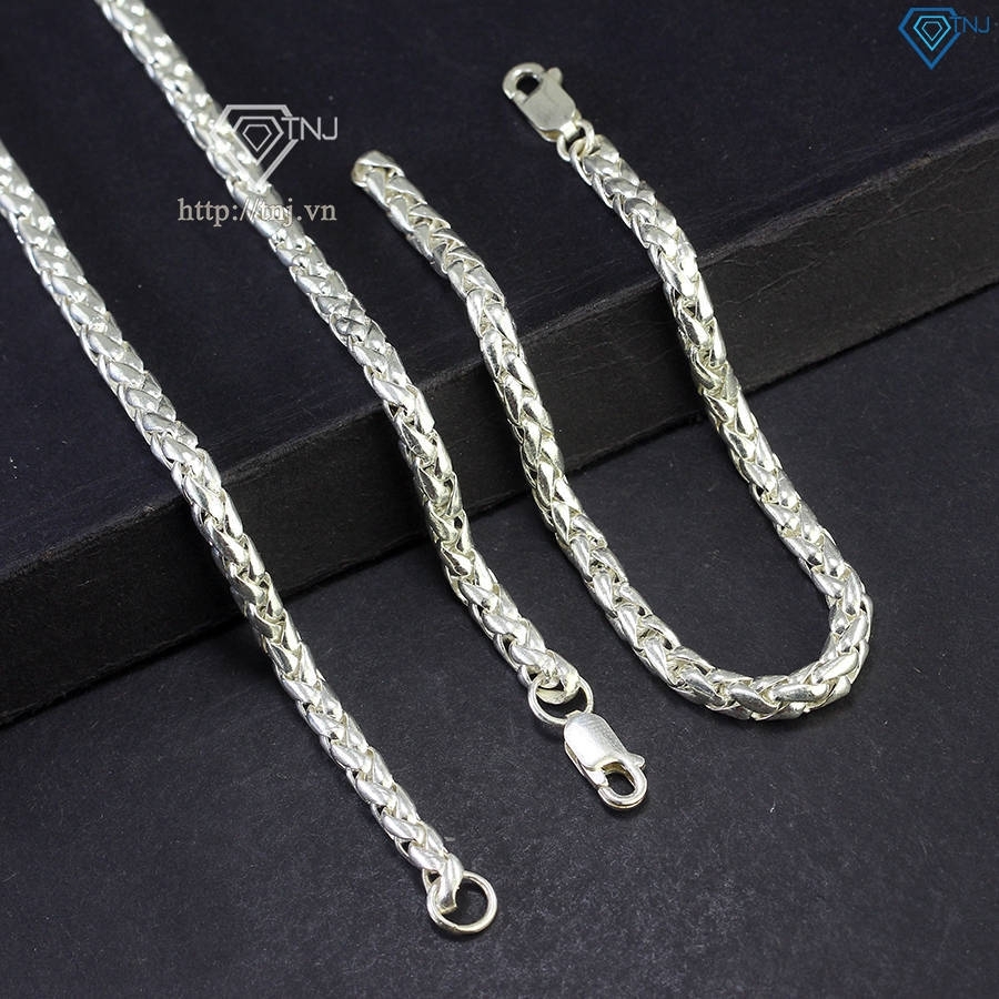 Bộ trang sức bạc nam vảy rồng 4mm TSA0006