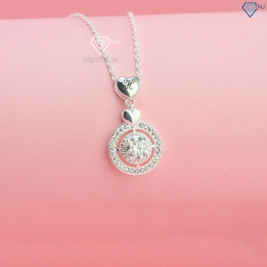 Dây chuyền nữ mặt tròn khắc tên đính Moissanite 6.0mm DCNM0060