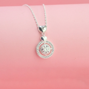 Dây chuyền nữ mặt tròn khắc tên đính kim cương Moissanite 6.0mm DCNM0060