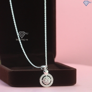 Dây chuyền nữ mặt tròn khắc tên đính Moissanite 6.0mm DCNM0060
