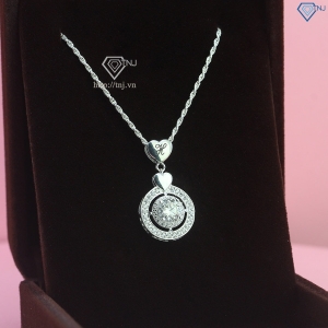 Dây chuyền nữ mặt tròn khắc tên đính Moissanite 6.0mm DCNM0060