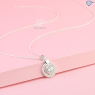 Dây chuyền nữ mặt tròn khắc tên đính Moissanite 6.0mm DCNM0060
