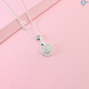 Dây chuyền nữ mặt tròn khắc tên đính Moissanite 6.0mm DCNM0060