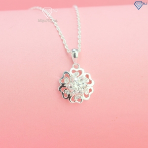 Dây chuyền nữ hình bông hoa đính kim cương Moissanite 6.5mm DCNM0062