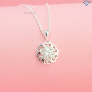 Dây chuyền nữ hình bông hoa đính kim cương Moissanite 6.5mm DCNM0062