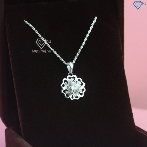 Dây chuyền nữ hình bông hoa đính kim cương Moissanite 6.5mm DCNM0062