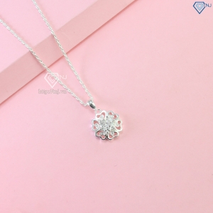 Dây chuyền nữ hình bông hoa đính kim cương Moissanite 6.5mm DCNM0062