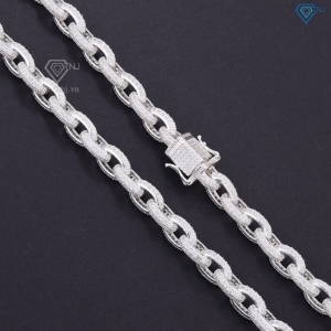 Dây chuyền bạc nam mắt xích full đá 9mm DCK0153