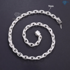 Dây chuyền bạc nam mắt xích full đá 9mm DCK0153
