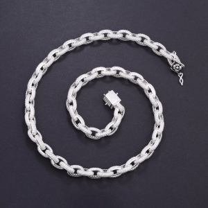 Dây chuyền bạc nam mắt xích full đá 9mm DCK0153