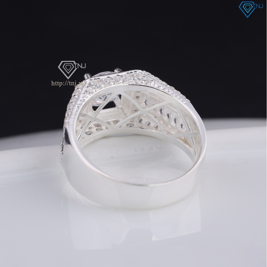 Nhẫn bạc nam đẹp đính đá trắng NNA0820