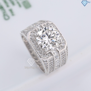 Nhẫn nam đính kim cương Moissanite 10mm - Kiểm định GRA NNAM0224