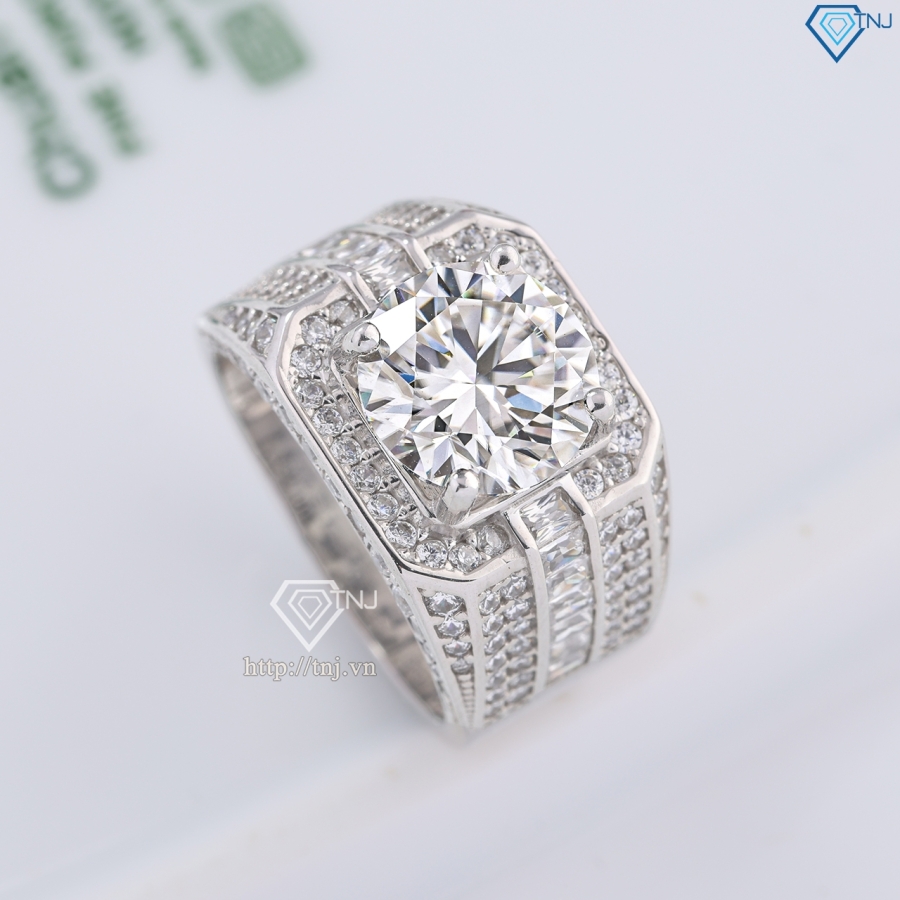 Nhẫn nam đính kim cương Moissanite 10mm - Kiểm định GRA NNAM0224
