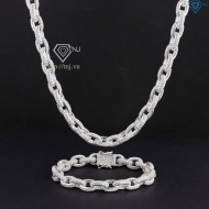 Bộ trang sức bạc nam mắt xích đính đá cao cấp TSA0007