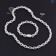 Bộ trang sức bạc nam mắt xích đính đá cao cấp TSA0007