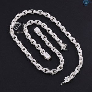Bộ trang sức bạc nam mắt xích đính đá cao cấp TSA0007