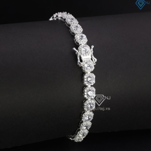 Lắc tay bạc nam Tennis vuông đính đá 4mm đẹp LTA0209
