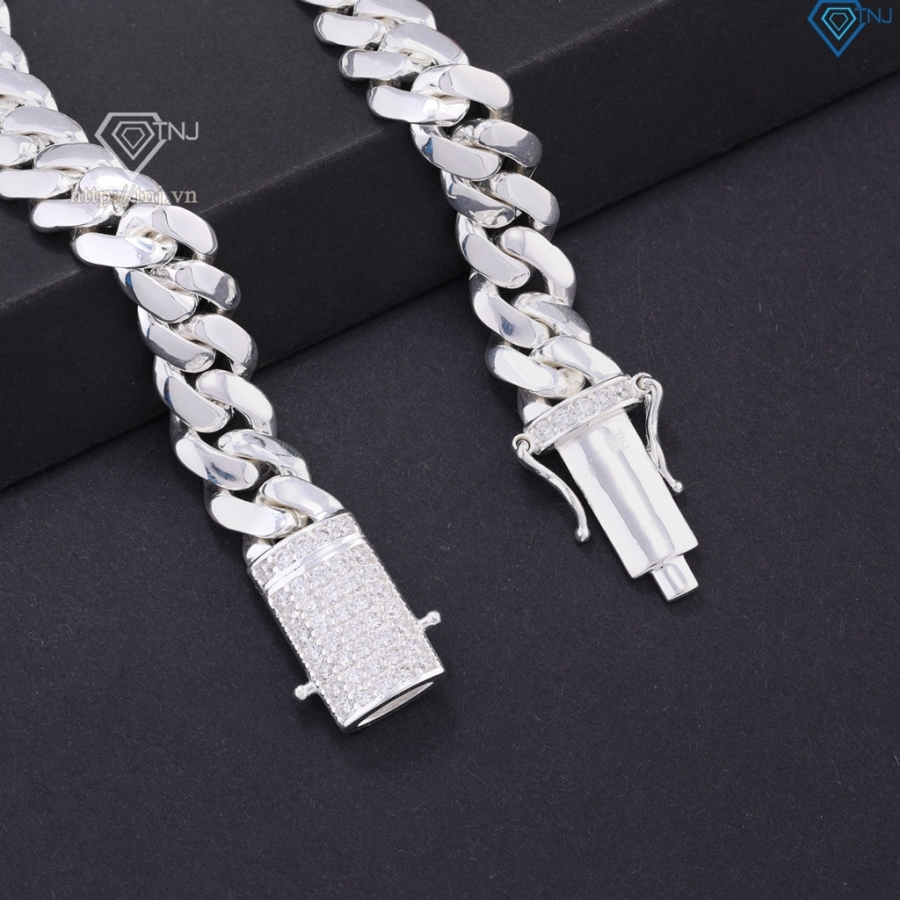 Lắc tay bạc nam mắt xích Cuban 9mm LTA0210
