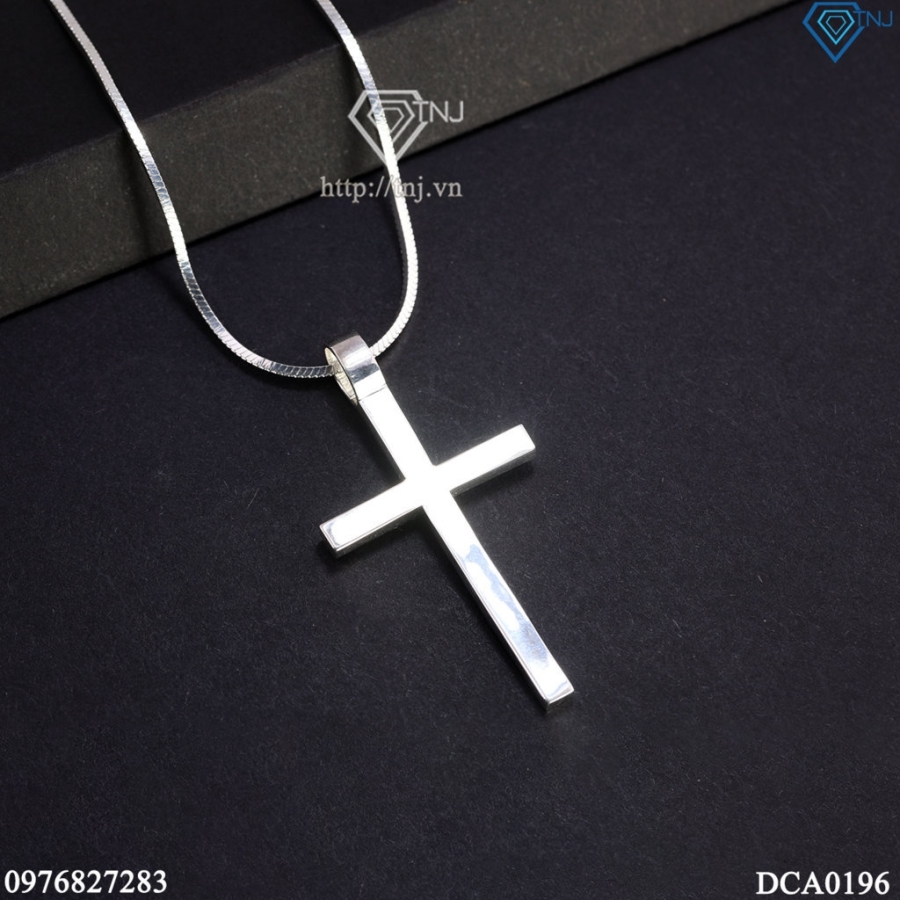 Dây chuyền bạc nam mặt thánh giá trơn đơn giản DCA0196