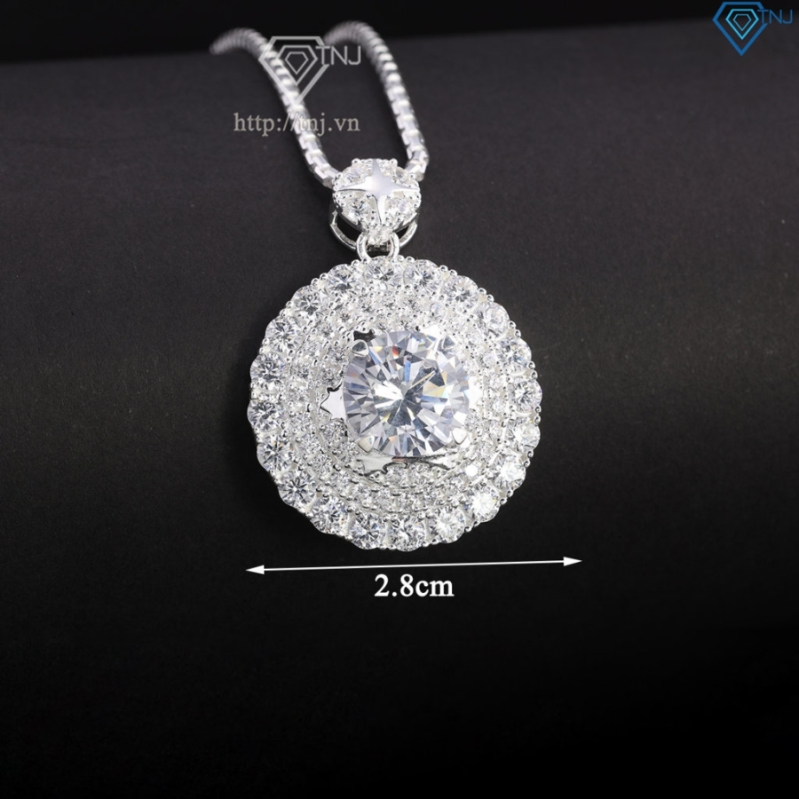 Dây chuyền bạc nam mặt tròn full đá DCA0200
